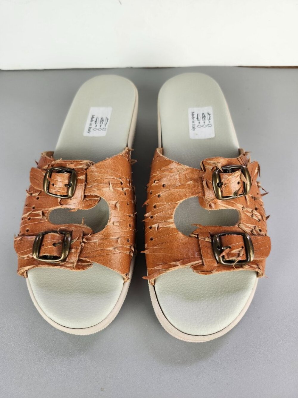 Leather Slip-On Sandals Made in Italy EU39/US8.5
